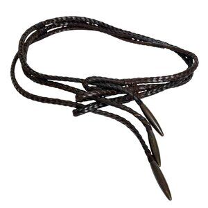 Braided Leather Belt Brown Triple Whip Woven Cords Western Womens Boho